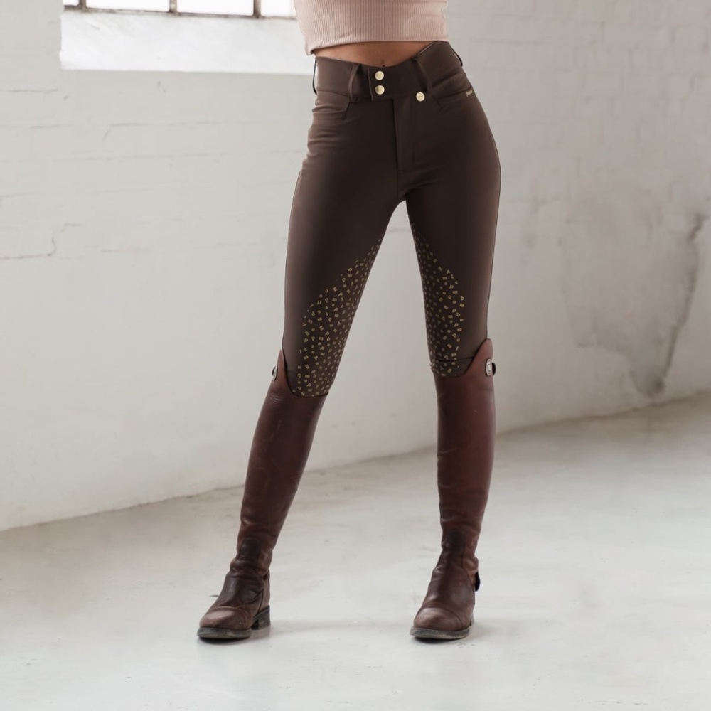 Pomme Nellie Chocolate Bling, Breeches Seat grip, Riding Breeches M NWT